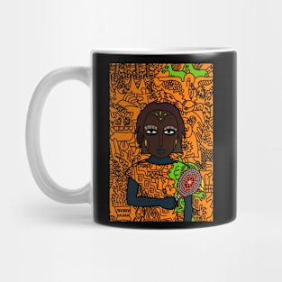 Majestic Digital Queen Collectible - Character with FemaleMask, AfricanEye Color, and DarkSkin on TeePublic Mug